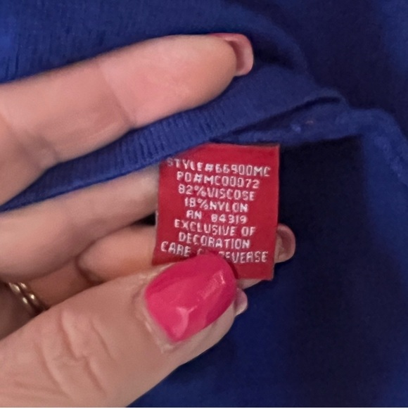 NEW! Cyrus Rich Blue Viscose Top With Jeweled Neckline Women’s Size Large - Picture 4 of 15